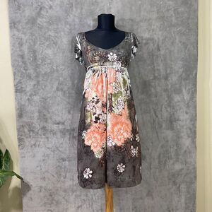 Isabella Rodriguez M Sublimation Multicolor Floral Dress cap flutter sleeves